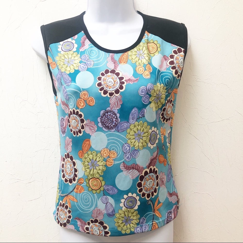 Women’s Performance Size Medium‎ Cycling Workout Floral Sleeveless Shirt